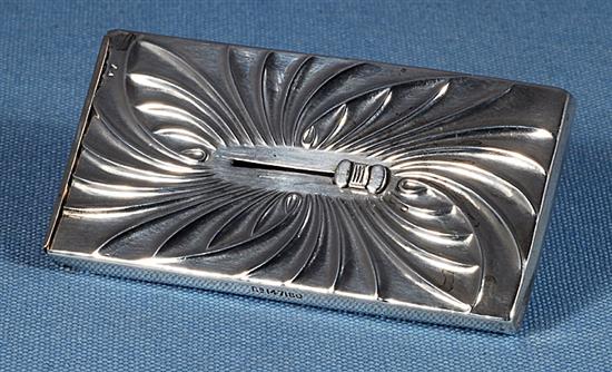 A Victorian silver card case, with thumb ejector by William Neale & Sons, Length 3 1/8”/80mm Width 1 ¾”/42mm Weight 1.6oz/45grm